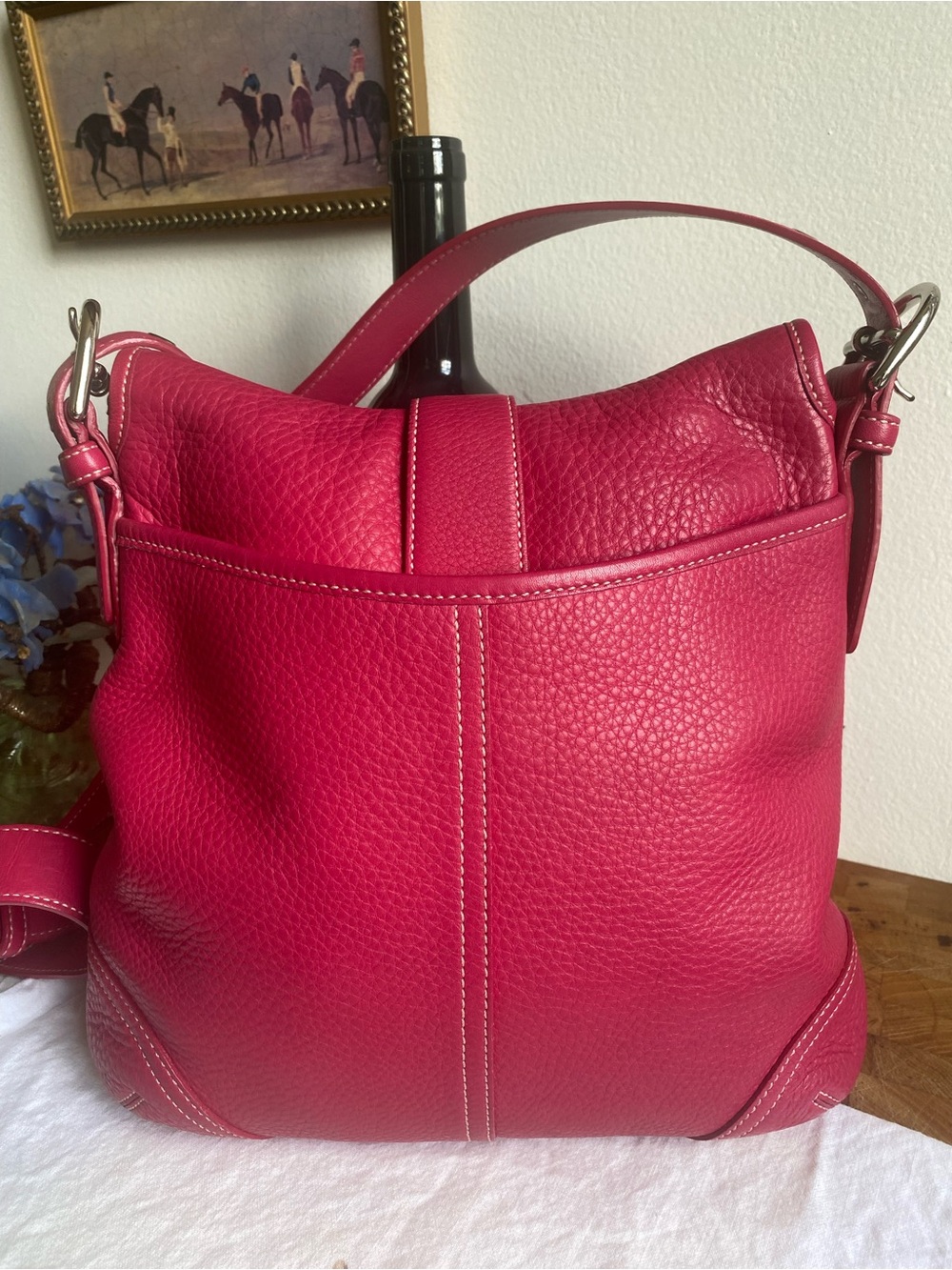 Coach Soho Pink Pebbled Leather Shoulder Bag Hobo EUC Adj Strap Y2K Buckle 4296 - Picture 2 of 10